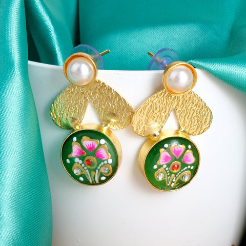 Enamelled Earrings In Golden Base