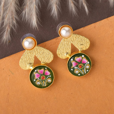 Enamelled Earrings In Golden Base