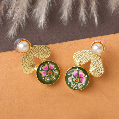 Enamelled Earrings In Golden Base