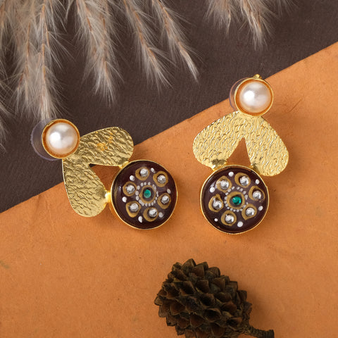 Enamelled Earrings In Golden Base