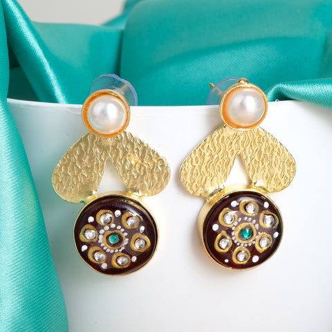 Enamelled Earrings In Golden Base