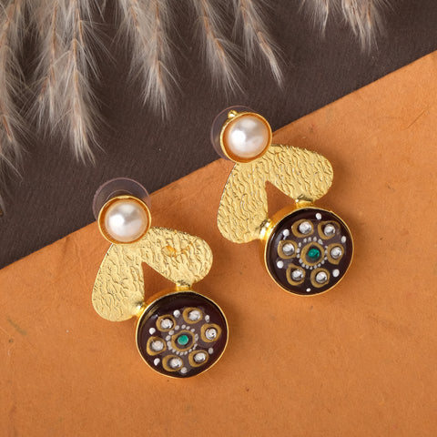 Enamelled Earrings In Golden Base