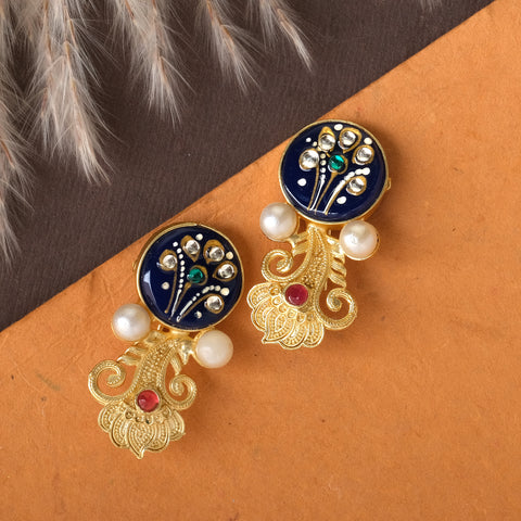 Enamelled Earrings In Golden Base