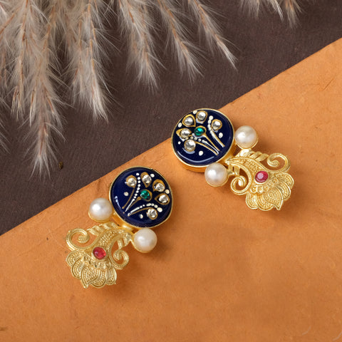 Enamelled Earrings In Golden Base