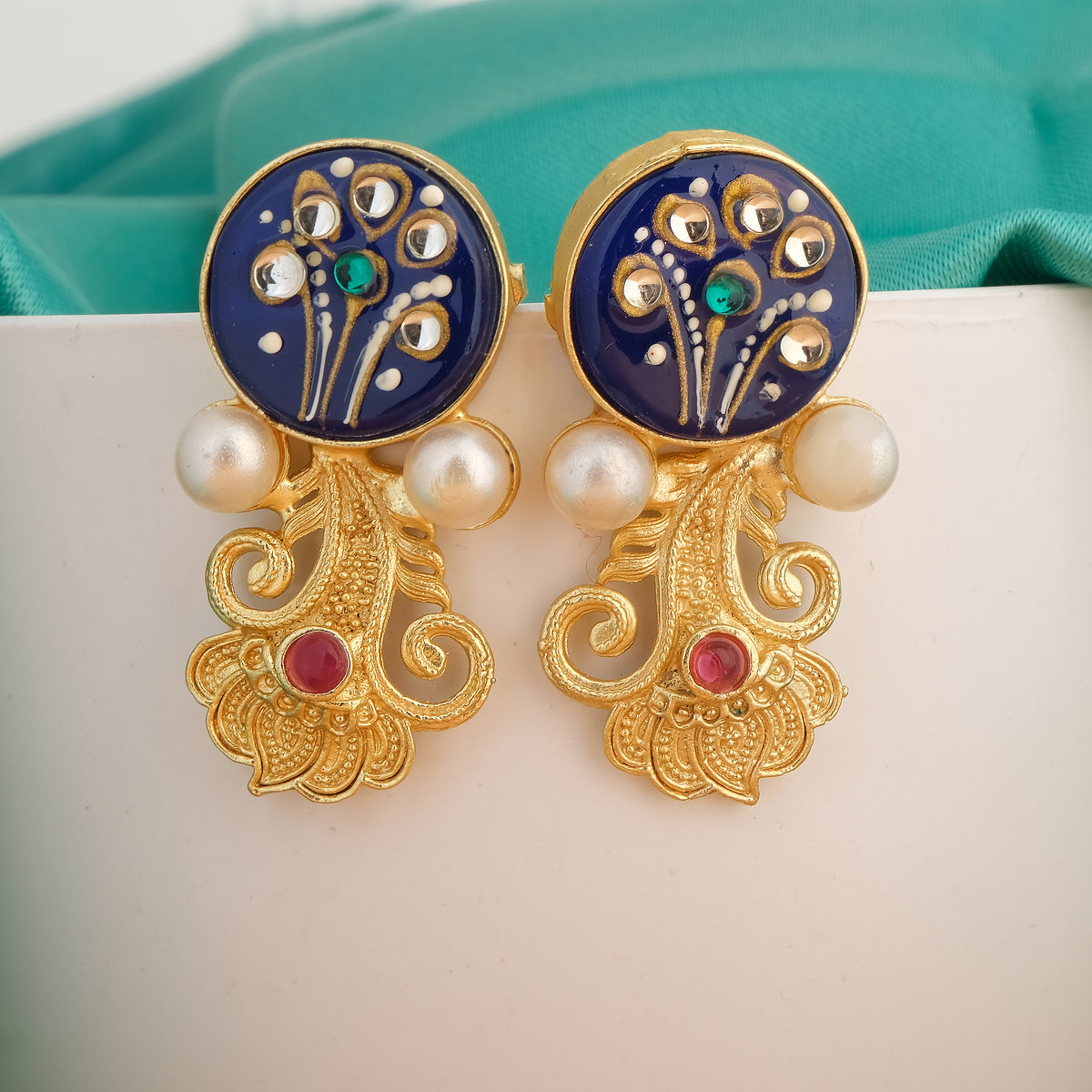 Enamelled Earrings In Golden Base