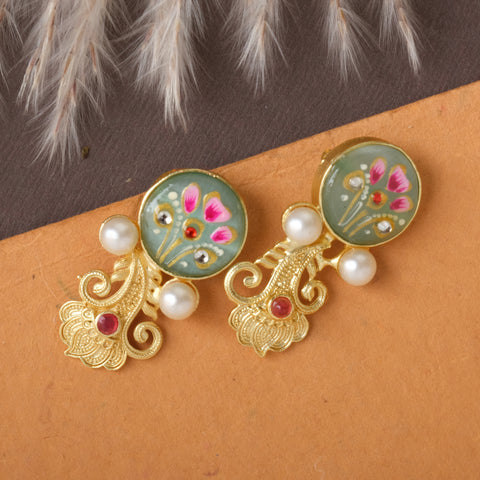 Enamelled Earrings In Golden Base