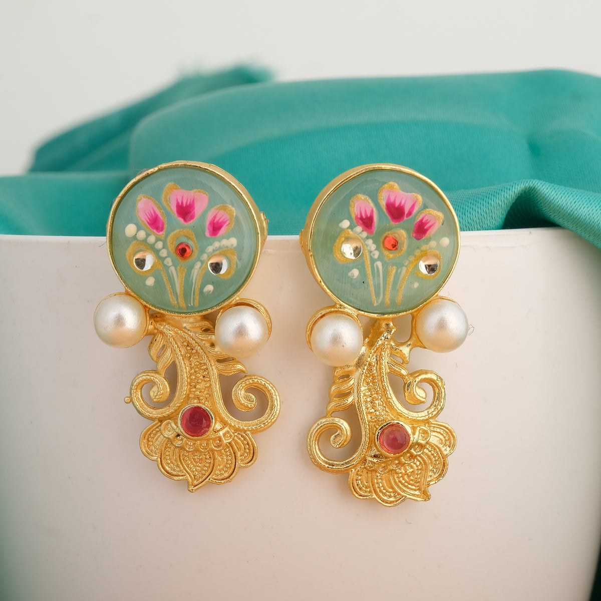 Enamelled Earrings In Golden Base