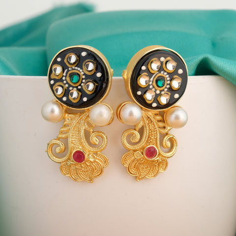 Enamelled Earrings In Golden Base