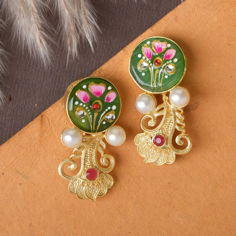 Enamelled Earrings In Golden Base