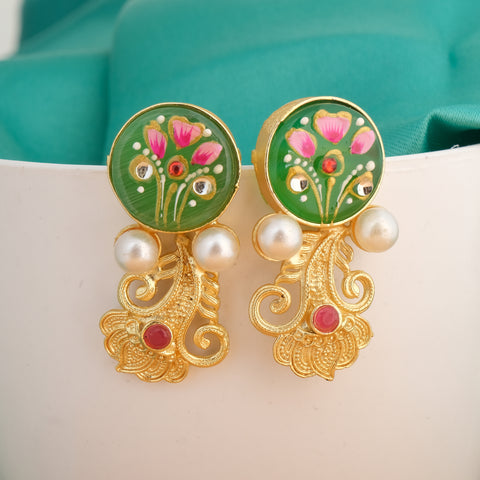 Enamelled Earrings In Golden Base