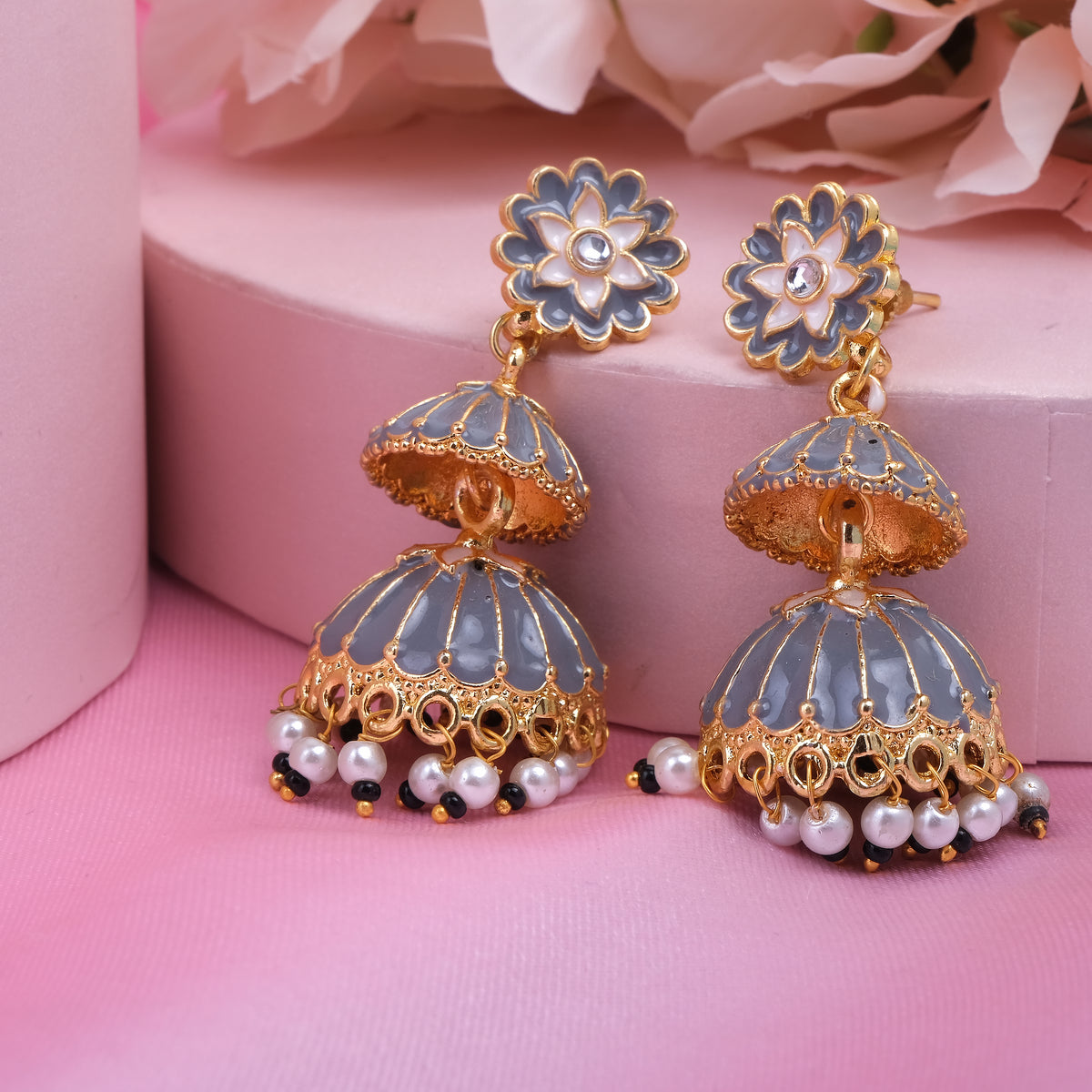 Meenakari Jhumka Earrings