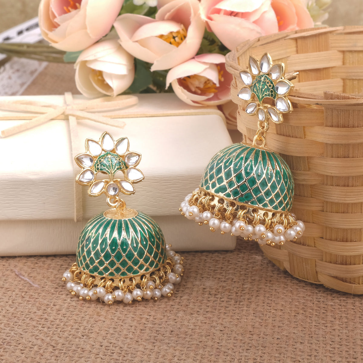 Meenakari Jhumka Earrings