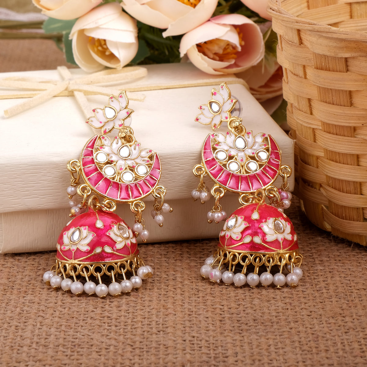 Meenakari Jhumka Earrings