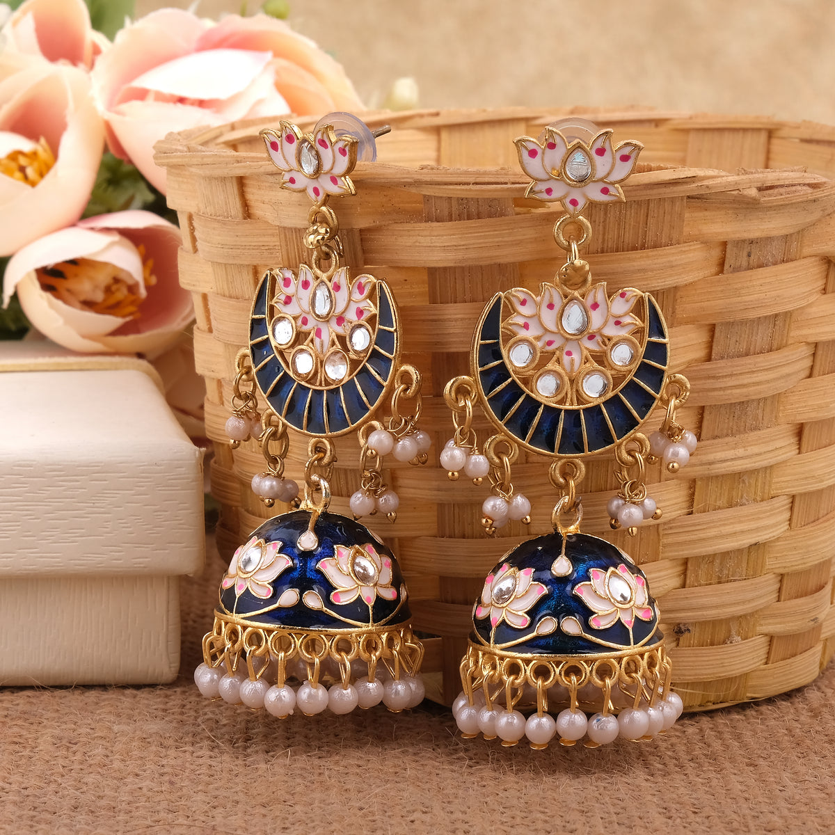 Meenakari Jhumka Earrings