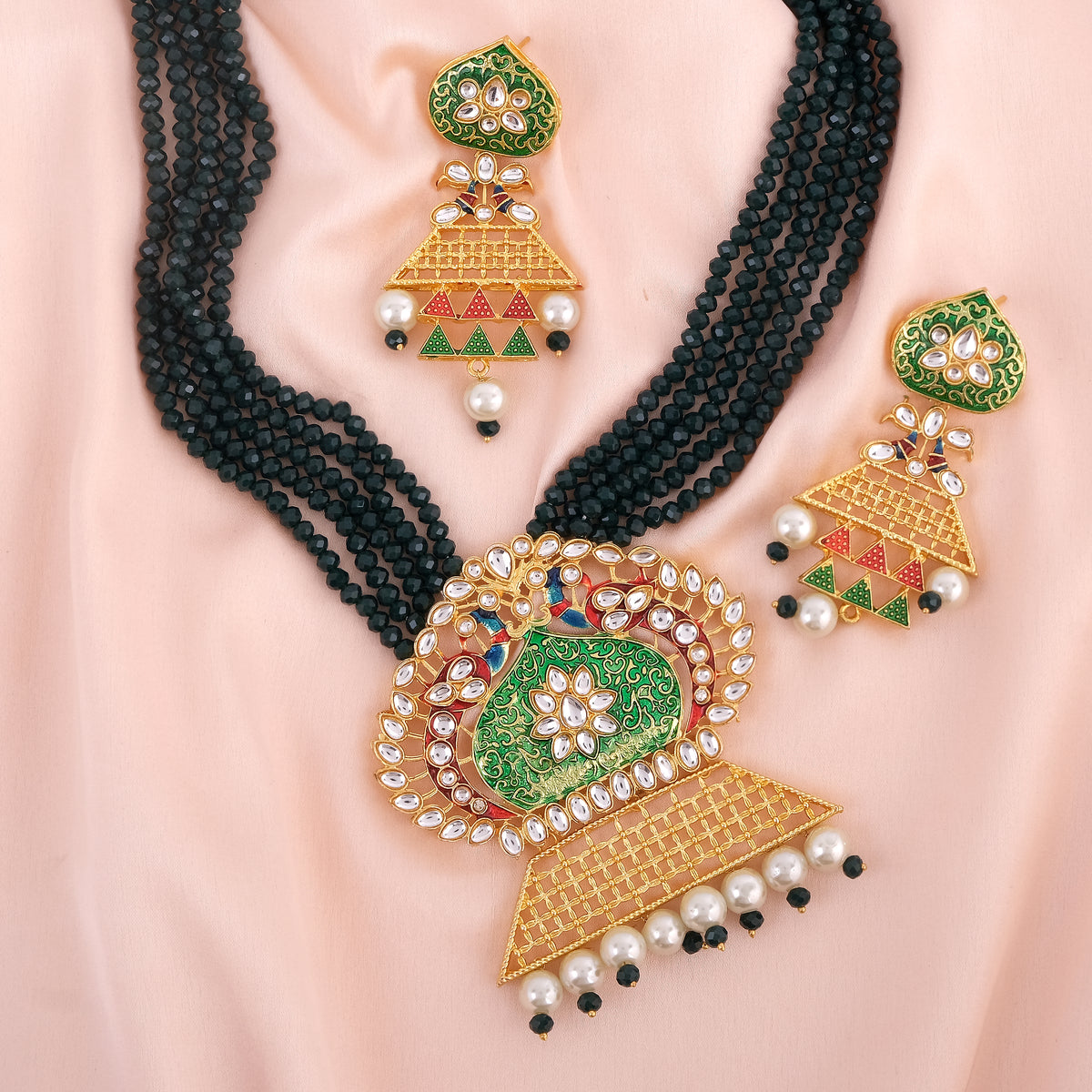 Meenakari Stone Studded Handacrafted Jewellery Set