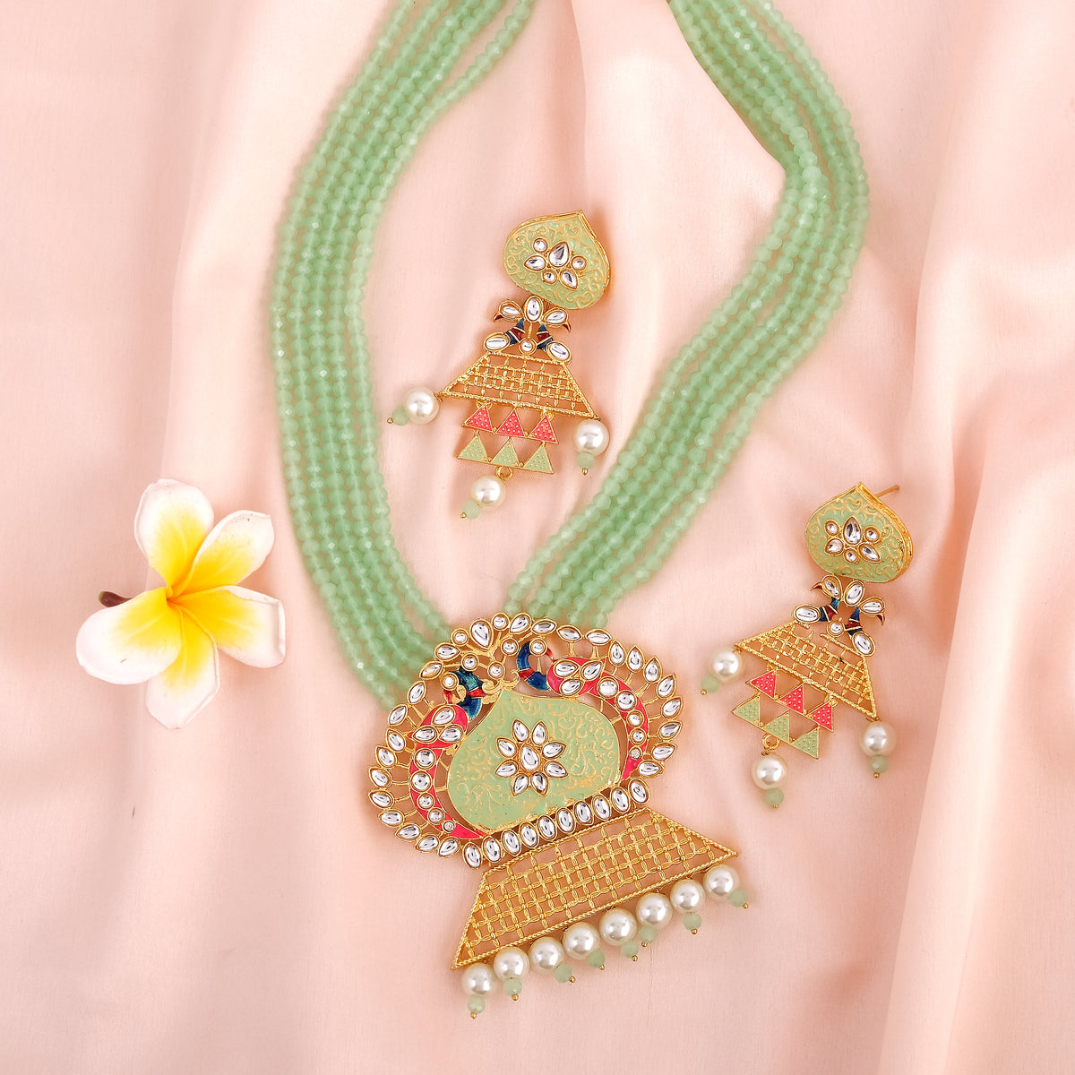 Meenakari Stone Studded Handacrafted Jewellery Set