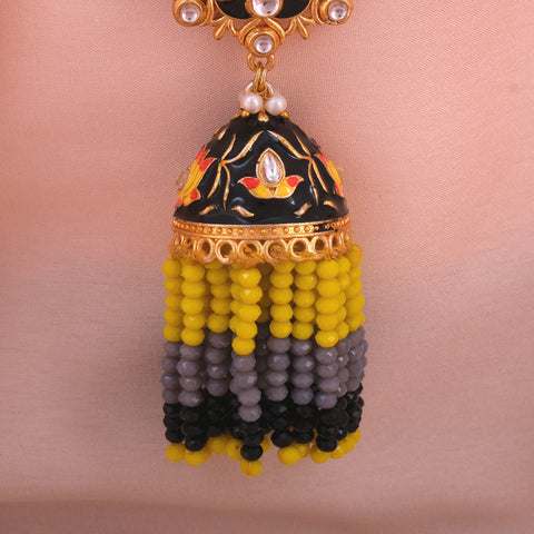 Gold-Plated Pearl-Beaded Jhumka Earrings