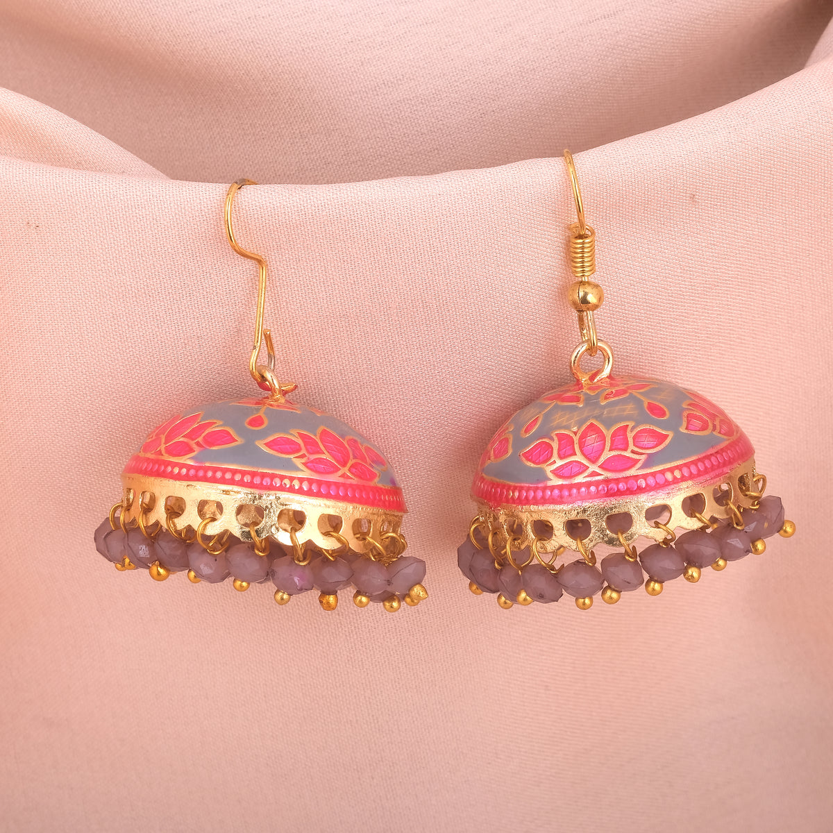 Traditional Meenakari Handmade Jhumka Earrings.