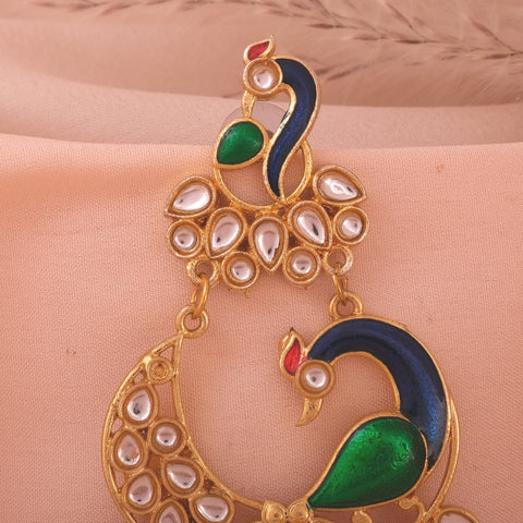 Elegant Peacock-Design Stud Meenakari Earring