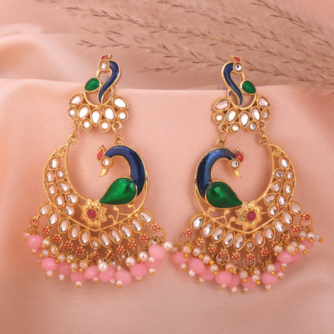 Elegant Peacock-Design Stud Meenakari Earring