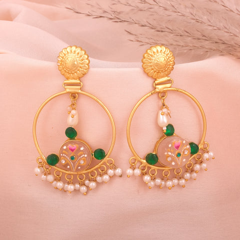 Gold-Plated Meenakari Lamp Design Dangler Earrings