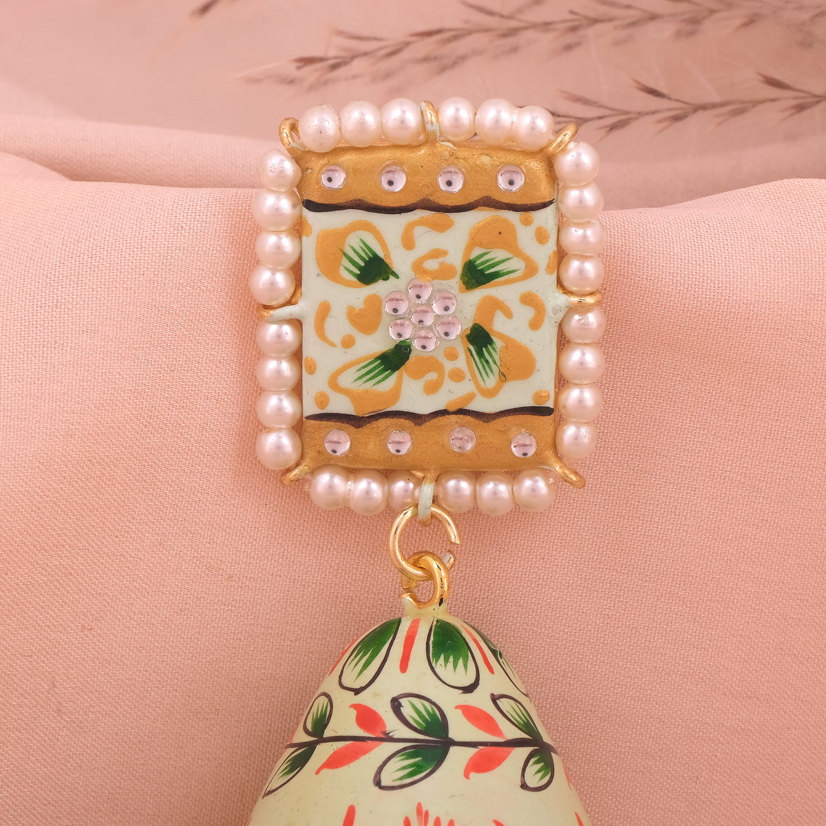 Hand Painted Big Size Meenakari Cone Shape Jhumka with heavy work