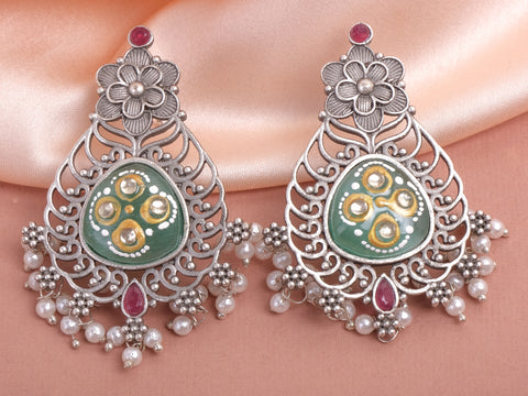 Silver Multicolour Stone Earrings