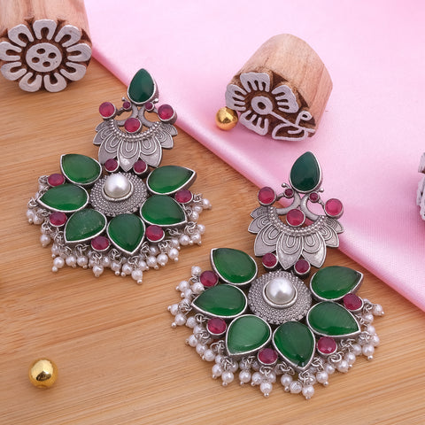 Peacock Shaped Traditional Dangler Earrings Set