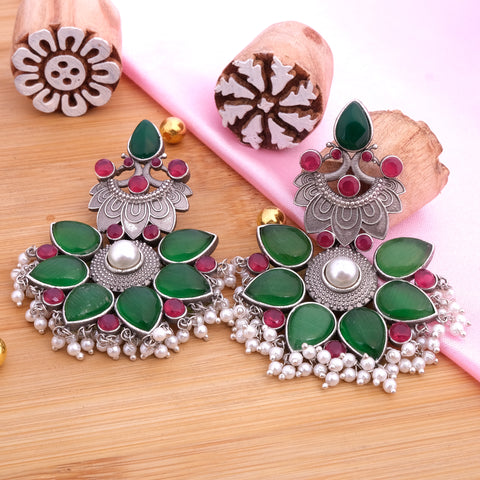 Peacock Shaped Traditional Dangler Earrings Set