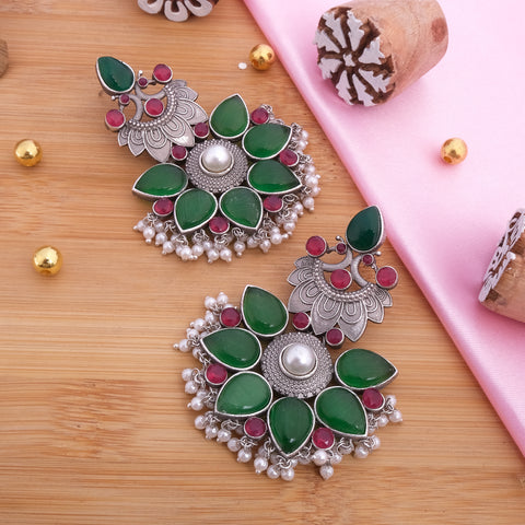 Peacock Shaped Traditional Dangler Earrings Set