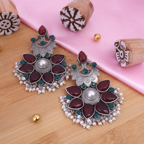 Peacock Shaped Traditional Dangler Earrings Set