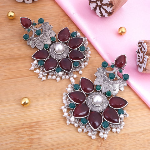 Peacock Shaped Traditional Dangler Earrings Set